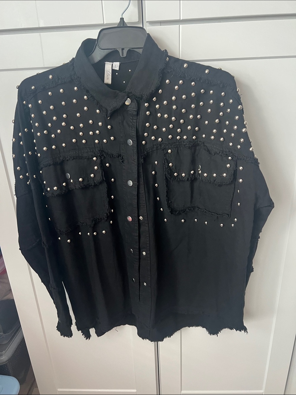 Elan Black Studded Button-Down Shirt